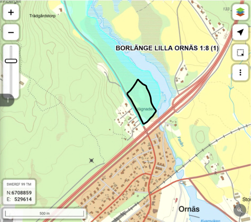 Karta över Lilla Ornäs 1:8 — Solbacka